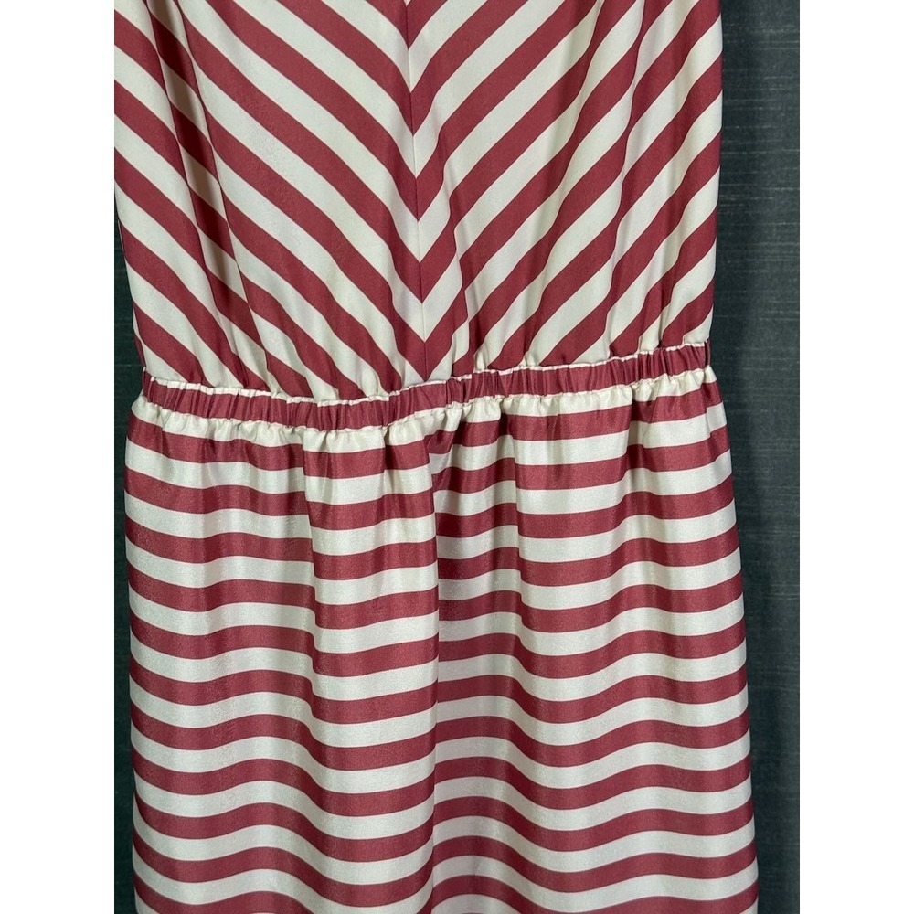 Ann Taylor Loft Women Red White Striped Sleeveless V-Neck Elastic Waist Dress XS - Picture 11 of 14